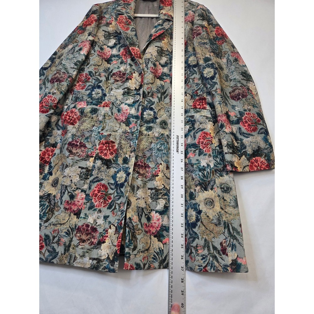 Peruvian Connection Women's US 18 Floral Tapestry Long Coat Blazer Cotton - Picture 10 of 14